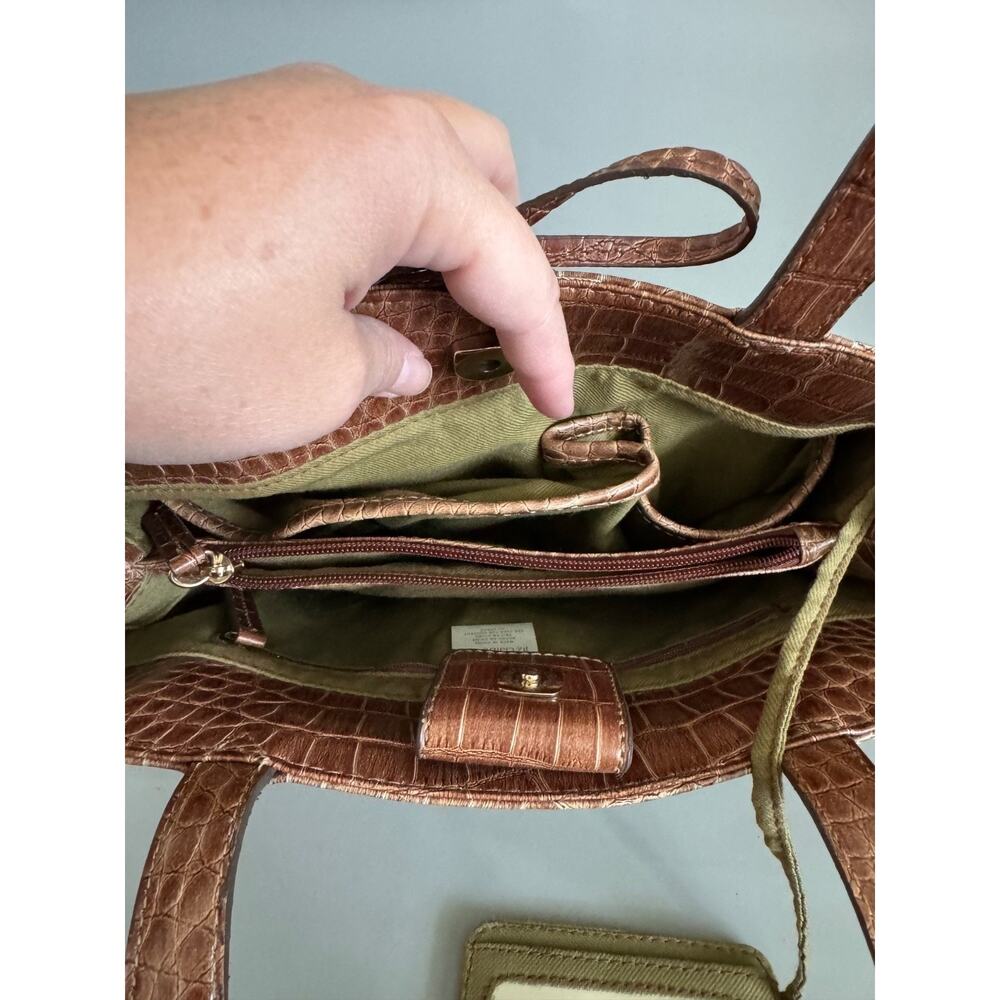 Vintage Liz Claiborne Floral Fabric Handbag Faux Leather Trim Botanical Print - Picture 10 of 15